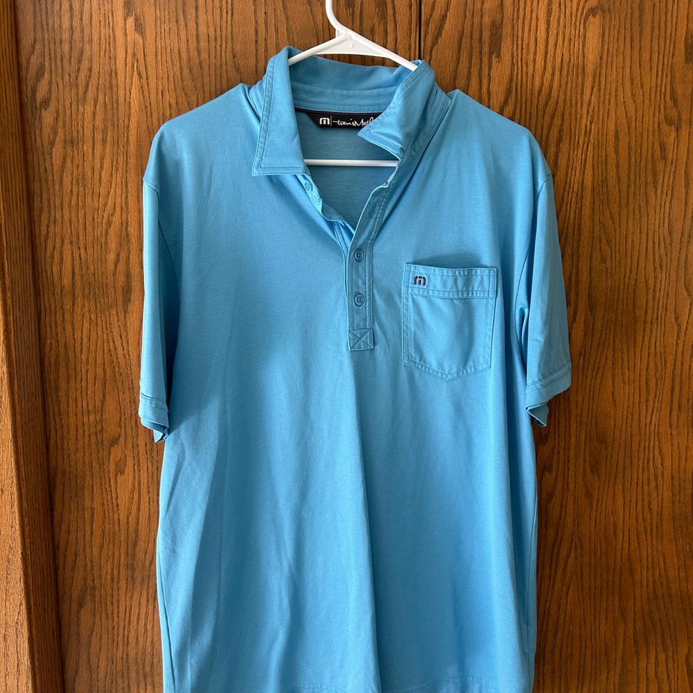Travis Mathew Men’s Short Sleeve Polo in Light Blue